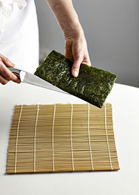 Cut the nori along the fold