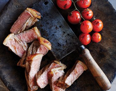 Rump Steak with Baby Truss Tomatoes, Rocket Salad & Garlic Mayonnaise