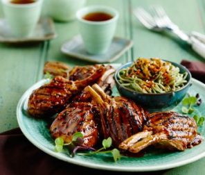 Soy & Garlic Marinated Lamb with Green Tea Noodles