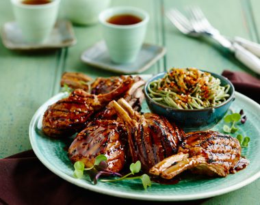 Soy & Garlic Marinated Lamb with Green Tea Noodles