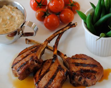 Spring Lamb Cutlets, Beans & Baby Tomatoes