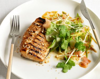 Teriyaki Roast Kingfish with Cucumber & Enoki Japanese Salad