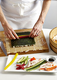 Rolling a sushi