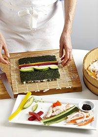 Rolling a sushi