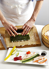 Rolling a sushi