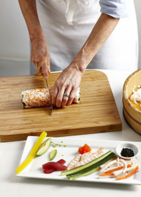 Slicing a Sushi roll