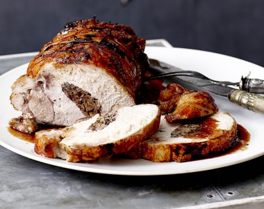 Honey Soy Glazed Turkey Breast with Shiitake Mushroom and Rice Stuffing