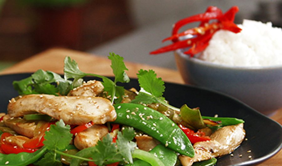 Hot Sesame Chicken Stir Fry with Honey & Soy