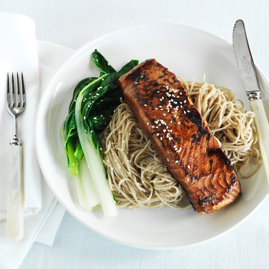 Kikkoman Teriyaki Salmon with Soba Noodles Kikkoman
