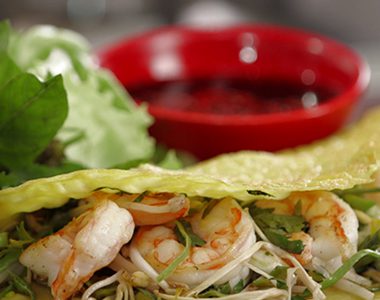 Vietnamese Pancakes with Prawns, Ginger & Soy Dipping Sauce