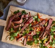 Soy Marinated Flank Steak with Crispy Asian Style Salad