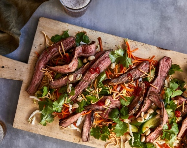 Soy Marinated Flank Steak with Crispy Asian Style Salad