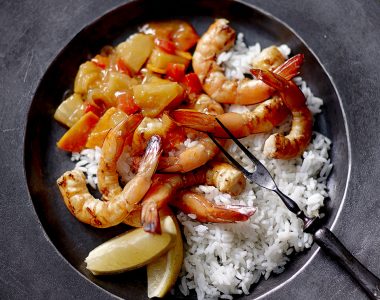 Barbecue Honey Soy Prawns with Chunky Sweet & Sour Salsa