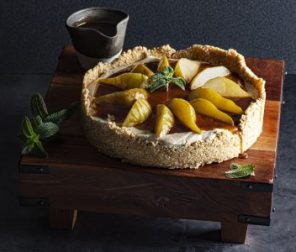 Soy Caramel Roasted Pear Cheesecake