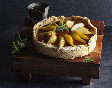 Soy Caramel Roasted Pear Cheesecake