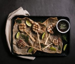 Tuna Lollipops with Soy Dipping Sauce