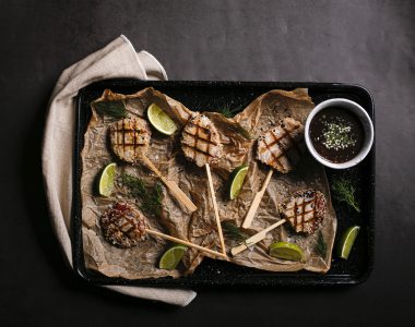 Tuna Lollipops with Soy Dipping Sauce