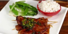 Kikkoman Honey & Soy Sticky Beef Skewers on Asian Greens Video Recipe