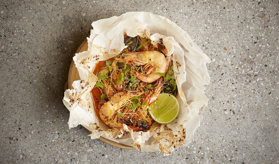 King Prawns with Kimchi butter and Lime