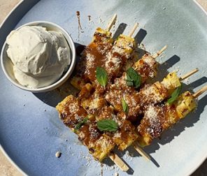 Soy Caramel Roasted Pineapple Skewers