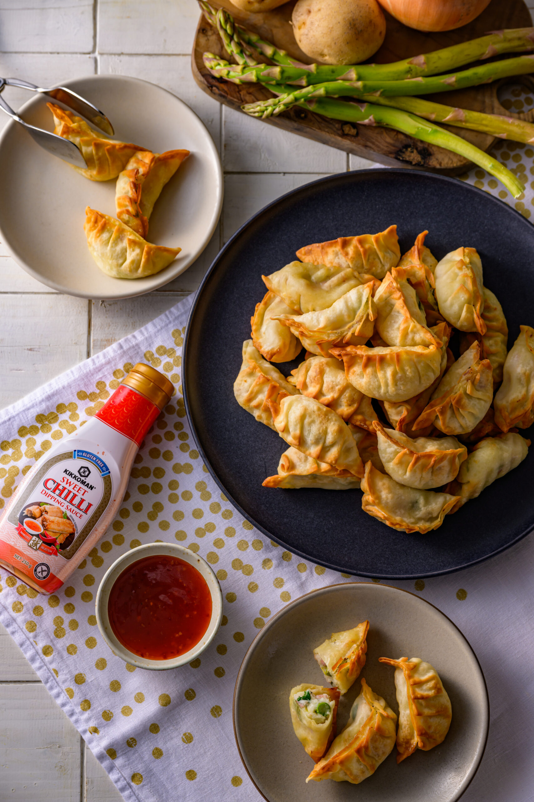 Air Fryer Potato & Asparagus Fried Dumplings