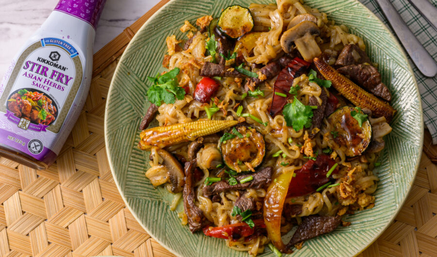 Spicy Beef Noodles with Colorful Vegetables