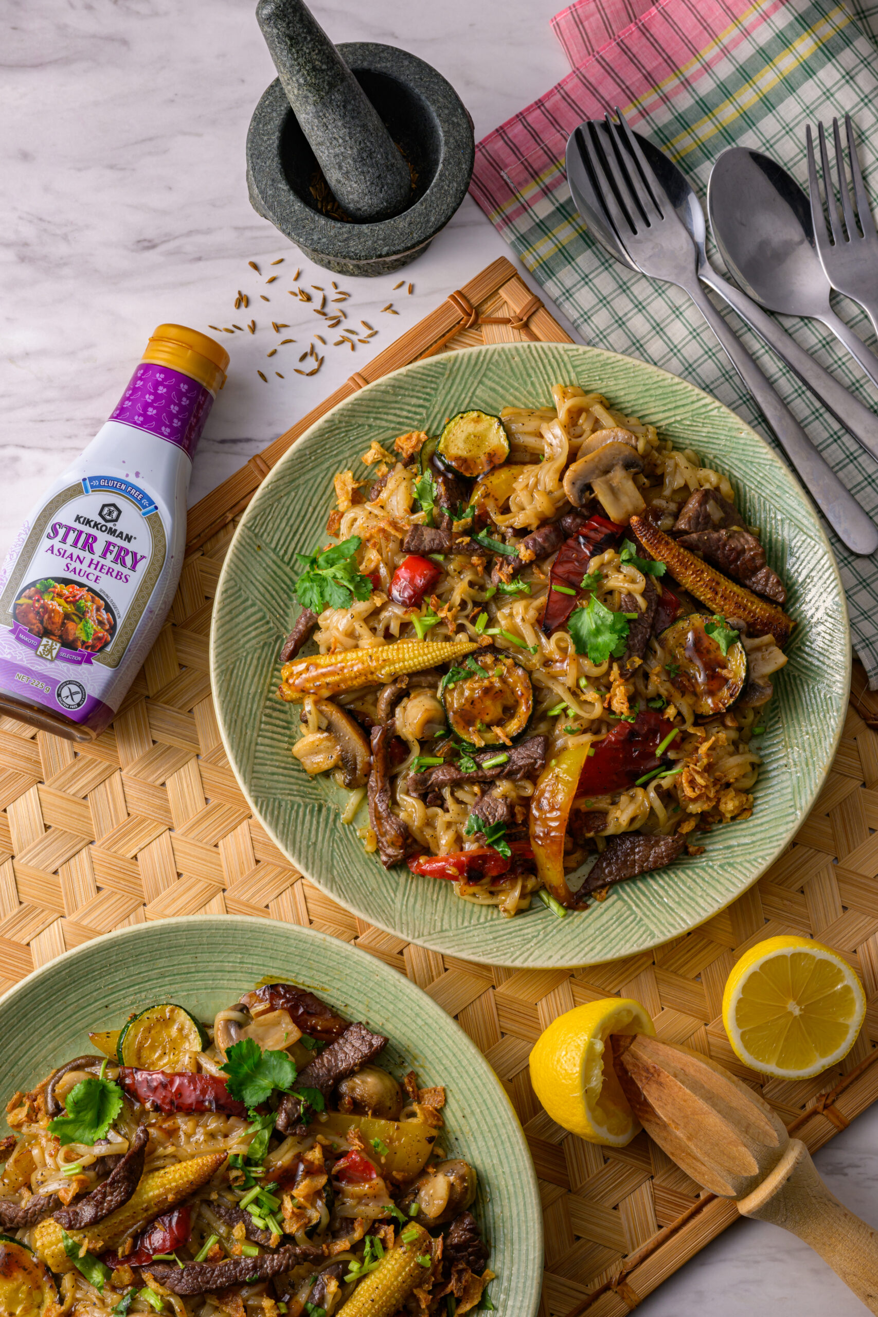 Spicy Beef Noodles with Colorful Vegetables
