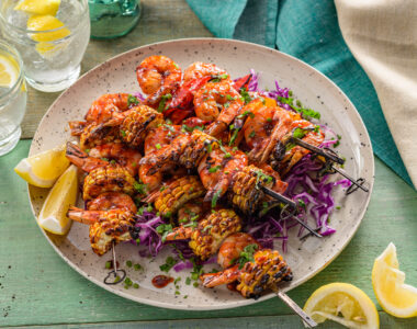 Sweet and Spicy BBQ Prawns Skewers