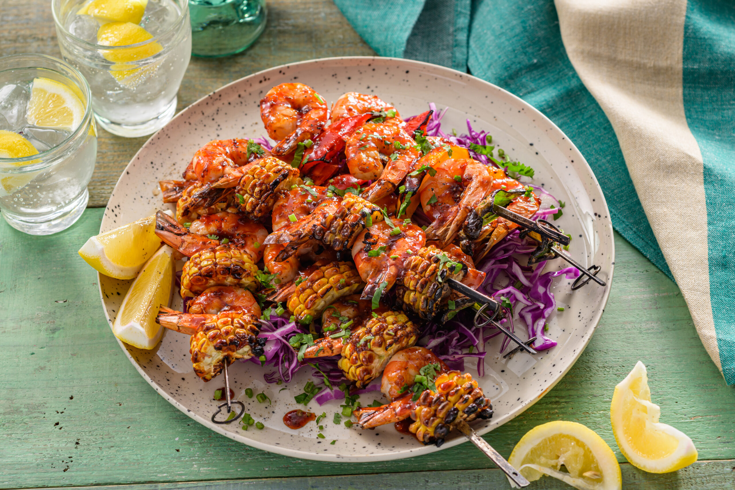 Sweet and Spicy BBQ Prawns Skewers