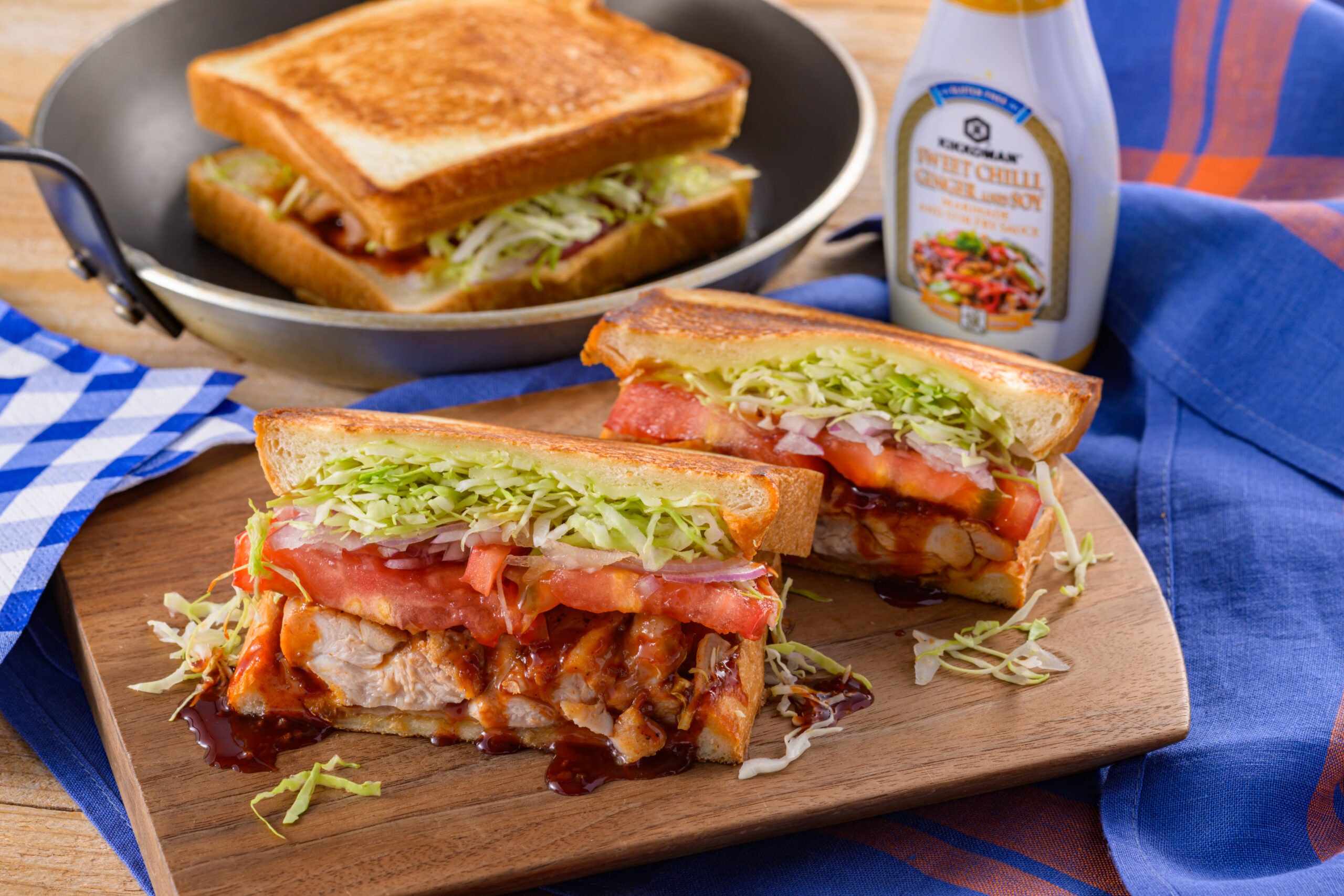 Sweet Chili and Ginger Grilled Chicken-Cheese Sandwich