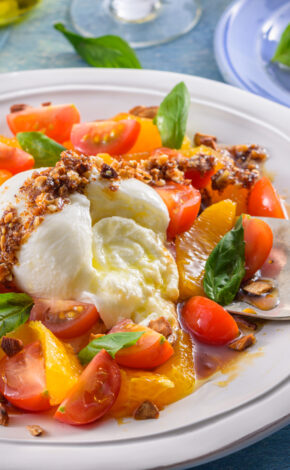 Burrata with Orange and Cherry Tomato Salad
