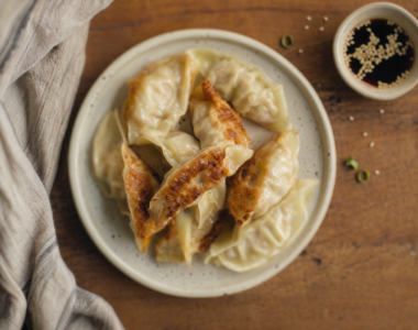 PAN-FRIED GYOZA WITH DIPPING SAUCE